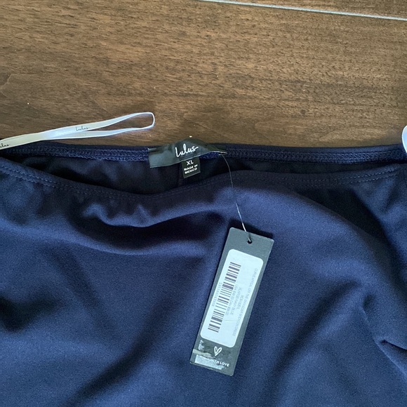 Lulus off shoulder curve appeal body con navy dress Xl  nwt slimming - Picture 4 of 7